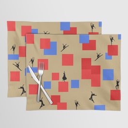Dancing like Piet Mondrian - Composition in Color A. Composition with Red, and Blue on the gold background Placemat