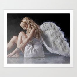 Angel From Montgomery - female angelic form portrait painting Art Print