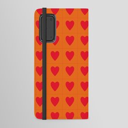Orange red hearts pattern Android Wallet Case