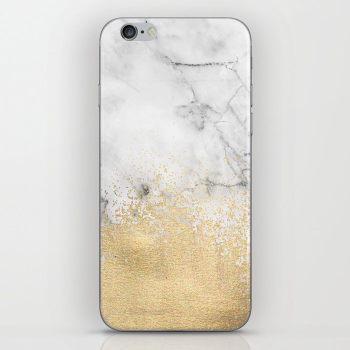 Gold Dust on Marble iPhone Skin
