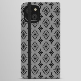 Grey and Black Native American Tribal Pattern iPhone Wallet Case