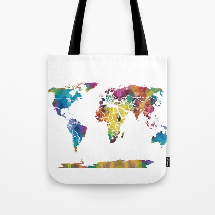 Geometric World Map Tote Bag