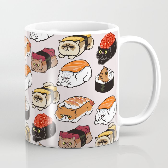 Sushi Persian Cat Kaffeebecher | Drawing, Digital, Graphite, Illustration, Cartoon, Sushi, Persian-cat