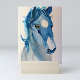 blue horse Mini Art Print
