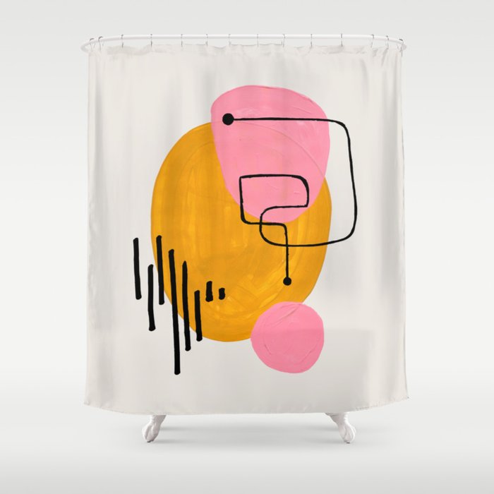 Mid Century Art By Enshape Ejaaz Haniff, Colorful Funky Shower Curtain