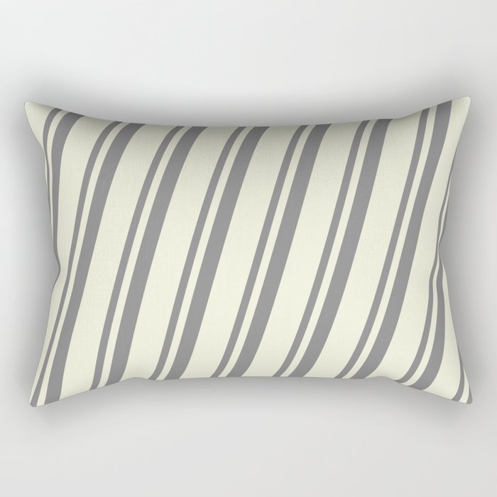 Gray & Beige Colored Lines/Stripes Pattern Rectangular Pillow
