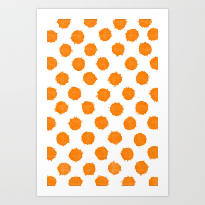 Orange Polka Dot Ink Spots Art Print