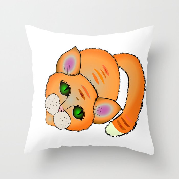 Sad cat Throw Pillow