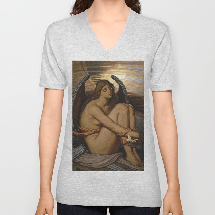 Tortured Souls - Soul in Bondage angelic (close up small version) still life magical realism portrait painting by Elihu Vedder V Neck T Shirt