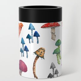 colorful watercolor mushrooms Can Cooler