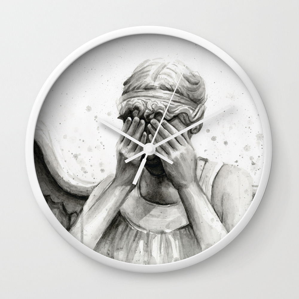 Weeping Angel Watercolor Painting Wall Clock By Olechka Society6