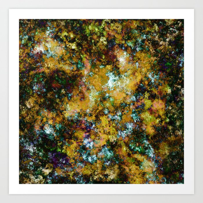 Damp mould leaves and wood Art Print