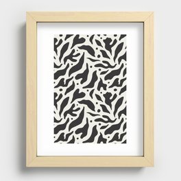 Abstract black and white leaf nature art  Recessed Framed Print