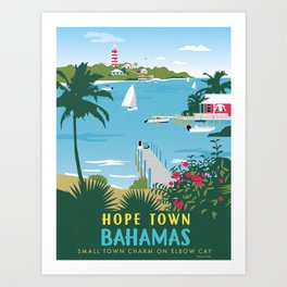 Hope Town Bahamas Travel Poster Art Print