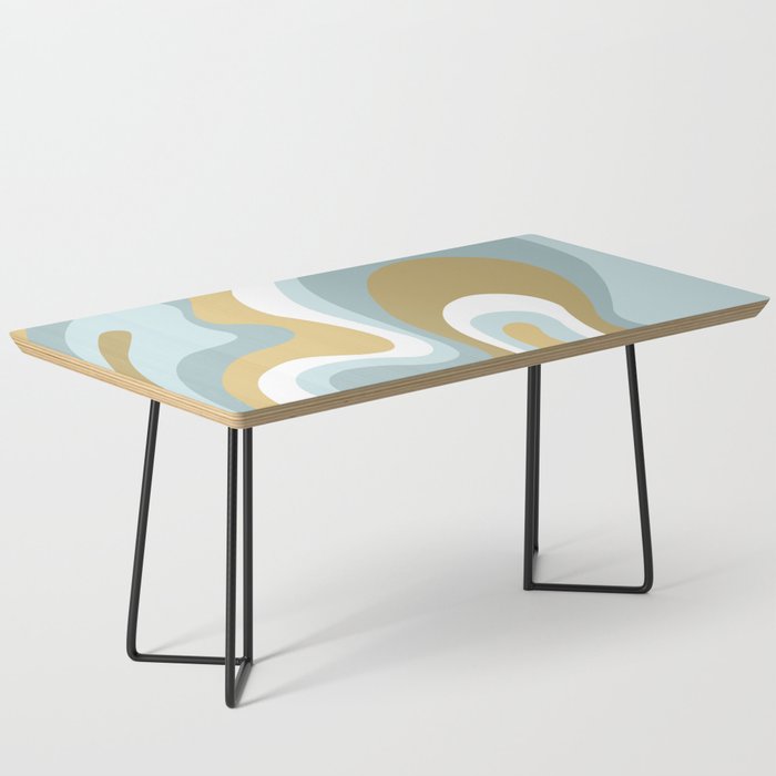 Trippy Psychedelic Abstract in Aqua, Yellow, Gold and White Coffee Table
