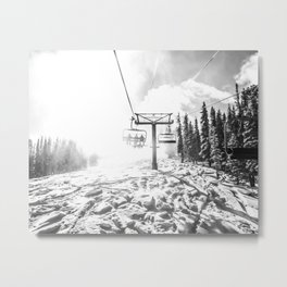 Powder on the Hill // Black and White Skilift Shot on a Deep Snowday Metal Print | Jackson Hole Vail, Woods Photography, Mountain Mountains, Country Backcountry, Scenic Picture View, The Photos Pictures, Chair Lift Chairlift, Ski Skier Snowboard, Black White Skiing, Heavenly Swiss Alps 