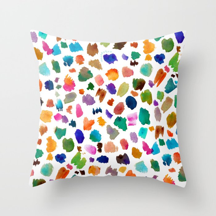 COLOR FLAKES Watercolor Brushstrokes Throw Pillow