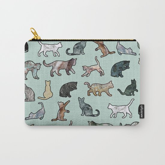 Cats shaped Marble - Mint Green Carry-All Pouch