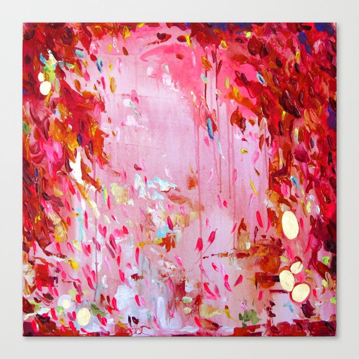 Hot pink, bright red, orange, gold - Abstract #30 Canvas Print