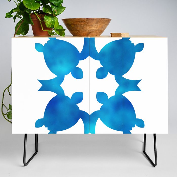 Chinoiserie turtles blue and white pattern Credenza