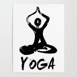 Amazing sketch man in yoga lotus pose . Poster