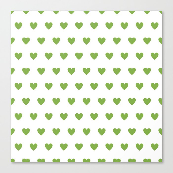 Polka dot hearts - greenery Canvas Print