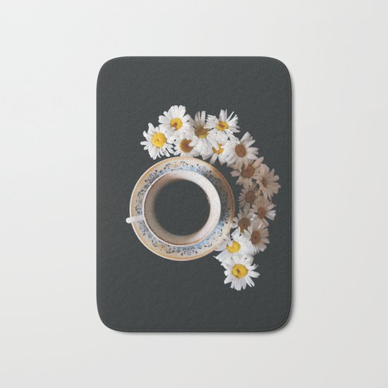 coffee and daisies Bath Mat