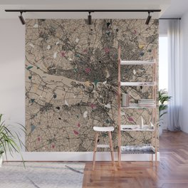 Hamburg, Germany City Map. Terrazzo Collage Wall Mural