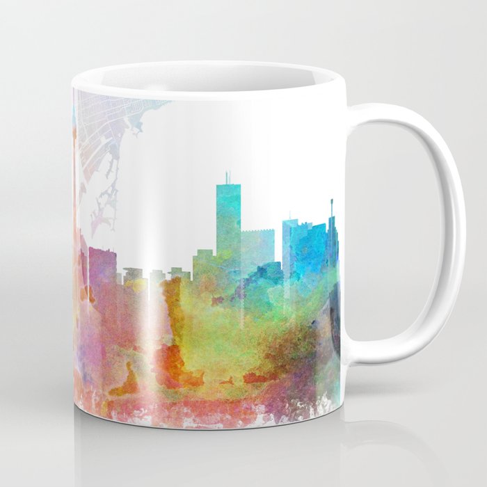 Toronto Skyline Map Watercolor, Print by Zouzounio Art Coffee Mug