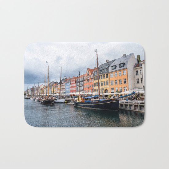 Nyhavn waterfront in Copenhagen Bath Mat