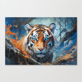 Splatter Art Tiger Face Off With You Canvas Print