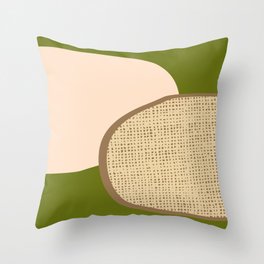 Forest Nomad Abstract Minimalist Painting Tan Beige Green Throw Pillow