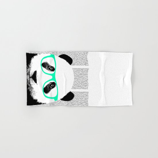 Panda with teal glasses Hand & Bath Towel