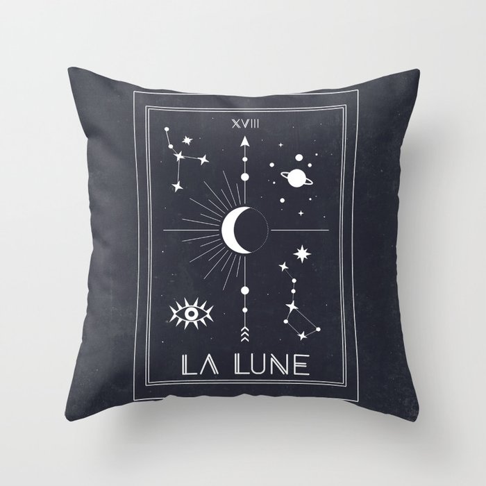 The Moon or La Lune Tarot Throw Pillow
