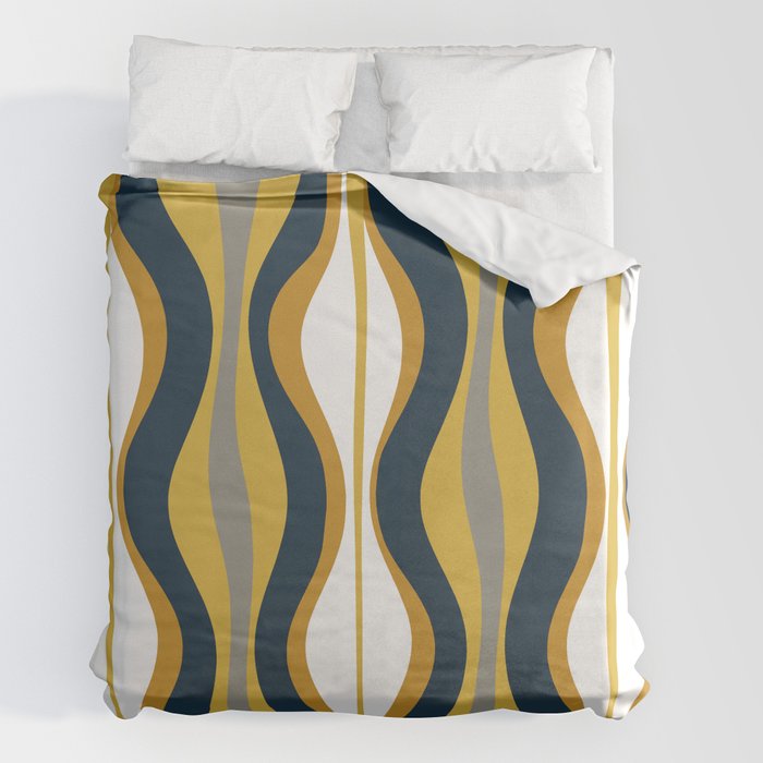 Hourglass Abstract Mid Century Modern, Mustard Yellow Pattern Duvet Cover