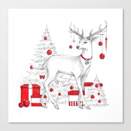 Chrismas Deer Card Canvas Print