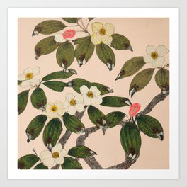 Dogwood Flower Ukiyo-e Japanese Style Art Print