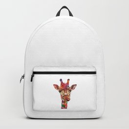 Colorful Giraffe Face Head Cute Zoo Animal Lover Art Gift Backpack