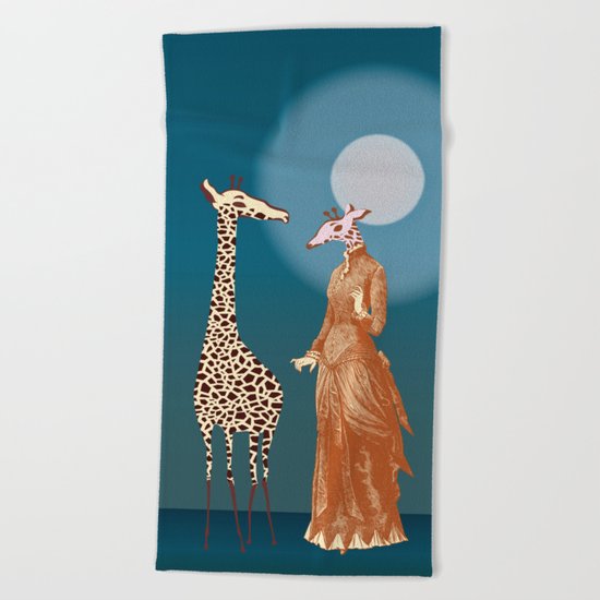 Giraffes - Late night rendezvous Beach Towel