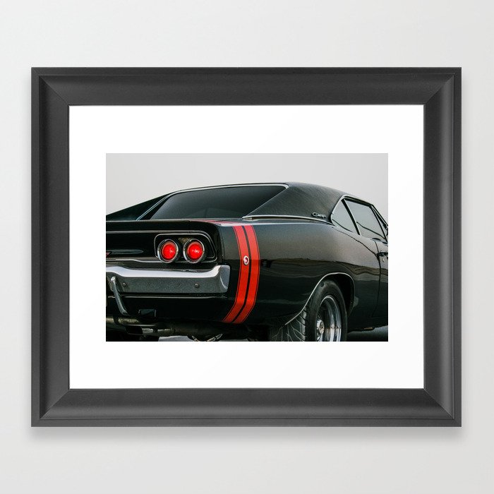 Vintage American Muscle Charger RT rear shot automobile transporation color photograph / photography poster posters Framed Art Print