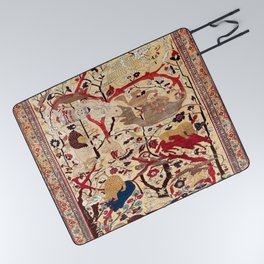 Heriz Azerbaijan Northwest Persian Silk Animal Rug Print Picnic Blanket