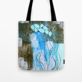 Symbiosis women love in relationship abstract modern digital painting turquoise  Tote Bag