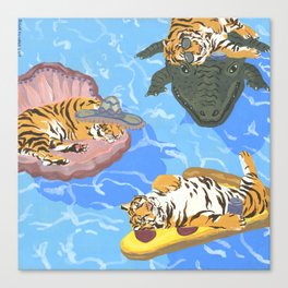 Pool Partiers (Pizza Clam Gator) Canvas Print