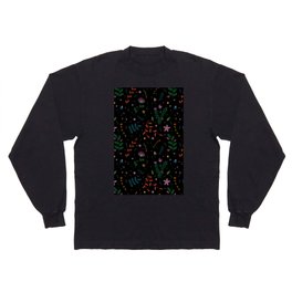 Embroidered Leaves & Flowers Long Sleeve T-shirt