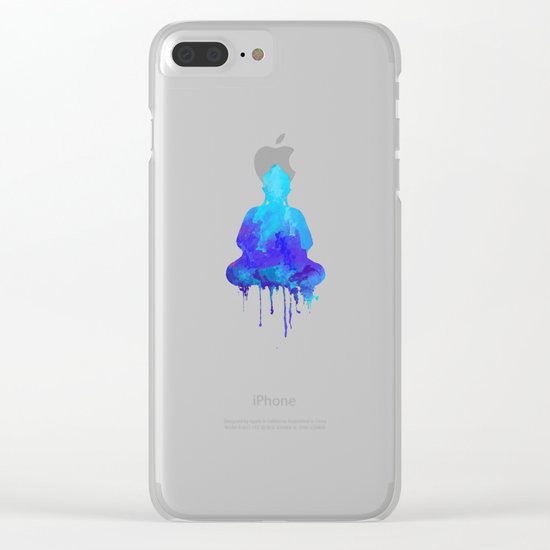 Watercolor zen Buddha blue Clear iPhone Case