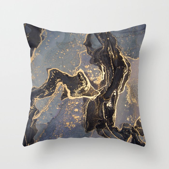 Entangled Gold and Black Paths San Francisco Painting Throw Pillow