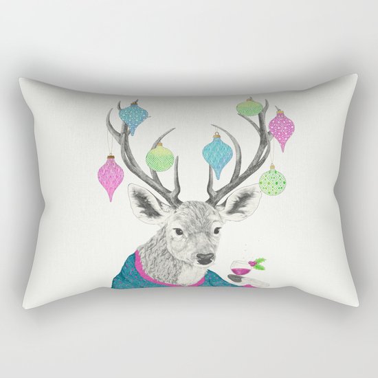 Mr. Deer gets festive Rectangular Pillow