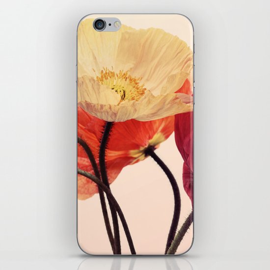 Posing Poppies - bright, vintage toned poppy still life iPhone & iPod Skin