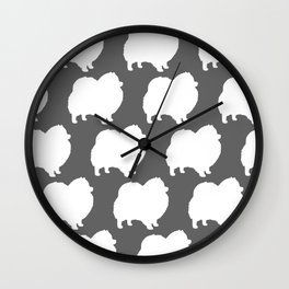 White Pomeranian Silhouette Wall Clock
