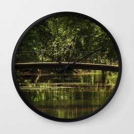 Small bridge in a city garden, trees, lake, pond, St. Petersburg (Russia) (2018-7SPB57) Wall Clock | Lake, Architecture, Daystreet, Trees, Vladmeytin, Forest, Photo, Color, Green, Pond 